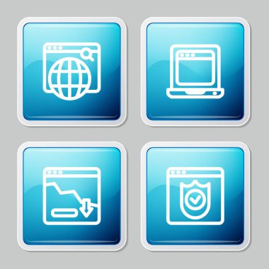 Satır Arama motorunu, tarayıcı pencereli dizüstü bilgisayarı, finansal büyüme azaltımını ve tarayıcı kalkan simgesini ayarla. Vektör