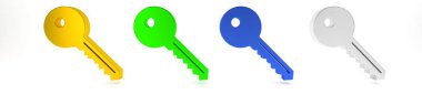Renkli Anahtar simgesi beyaz arkaplanda izole edildi. Minimalizm kavramı. 3 Boyutlu resimleme