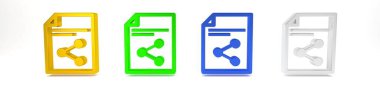 Renkli Paylaşım dosya simgesi beyaz arkaplanda izole edildi. Dosya paylaşımı. Dosya aktarım işareti. Minimalizm kavramı. 3 Boyutlu resimleme