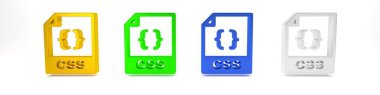 Renkli CSS dosya dökümanı. Beyaz arkaplanda css düğmesi simgesi indir. CSS dosya sembolü. Minimalizm kavramı. 3 Boyutlu resimleme