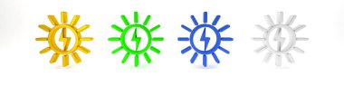 Beyaz arkaplanda izole edilmiş renkli Güneş enerjisi çizgi simgesi. Minimalizm kavramı. 3 Boyutlu resimleme