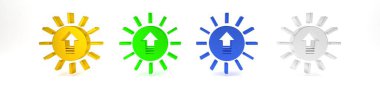 Beyaz arkaplanda renkli Sunset simgesi izole edildi. Minimalizm kavramı. 3 Boyutlu resimleme