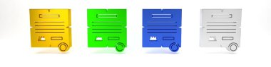 Renkli KHK, kağıt, parşömen, kaydırma simgesi beyaz arkaplanda izole edilmiş. Minimalizm kavramı. 3 Boyutlu resimleme