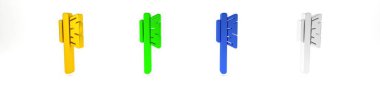 Beyaz arkaplanda renkli saç fırçası simgesi izole edildi. Taraklı saç işareti. Berber sembolü. Minimalizm kavramı. 3 Boyutlu resimleme