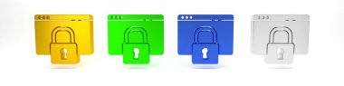 Beyaz arkaplanda izole edilmiş HTTPS ve SSL simgesi ile sitenizi renklendirin. İnternet iletişim protokolü. Minimalizm kavramı. 3 Boyutlu resimleme