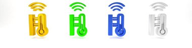 Renkli Akıllı meteoroloji termometre ölçüm sistemi simgesi beyaz arka planda izole edildi. İnternet kavramının kablosuz bağlantısı. Minimalizm kavramı. 3 Boyutlu resimleme