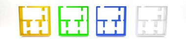 Renkli Ev planı simgesi beyaz arkaplanda izole edildi. Minimalizm kavramı. 3 Boyutlu resimleme