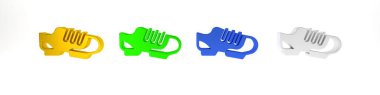 Beyaz arka planda izole edilmiş renkli Triatlon bisiklet ayakkabı ikonu. Spor ayakkabılar, bisiklet ayakkabıları. Minimalizm kavramı. 3 Boyutlu resimleme