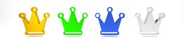 Beyaz arkaplanda izole edilmiş renkli Crown simgesi. Minimalizm kavramı. 3 Boyutlu resimleme