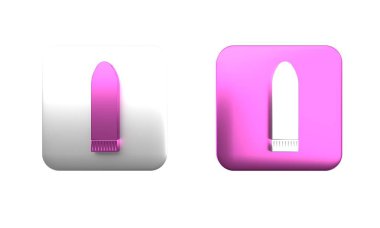 Colorful Dildo vibrator for sex games icon isolated on white background. Sex toy for adult. Vaginal exercise machines for intimate. Square button. 3D render illustration