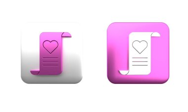 Beyaz arka planda Sevgililer Günü kalp ikonu olan renkli zarf. Mesaj aşkım. Aşk ve romantizm mektubu. Kare düğmesi. 3 Boyutlu resimleme