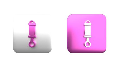 Renkli şok emici simgesi beyaz arkaplanda izole edildi. Kare düğmesi. 3 Boyutlu resimleme