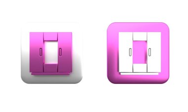 Renkli Gardırop simgesi beyaz arkaplanda izole edildi. Kare düğmesi. 3 Boyutlu resimleme