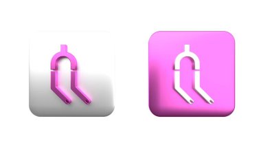 Beyaz arkaplanda renkli bisiklet süspansiyon çatalı simgesi izole edildi. Spor ulaşımı yedek parça direksiyon. Kare düğmesi. 3 Boyutlu resimleme