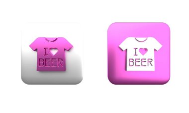 Beyaz arkaplanda izole edilmiş renkli Bira Tişörtü simgesi. Kare düğmesi. 3 Boyutlu resimleme