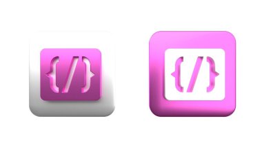 Colorful Programming language syntax icon isolated on white background. Syntax programming file system. Square button. 3D render illustration clipart