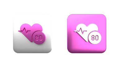 Renkli kalp atış simgesi beyaz arkaplanda izole edildi. Kalp atışı işareti. Kalp atışı ikonu. Kardiyogram simgesi. Kare düğmesi. 3 Boyutlu resimleme