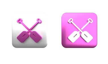 Renkli Paddle simgesi beyaz arkaplanda izole edildi. Kürek çekin. Kare düğmesi. 3 Boyutlu resimleme