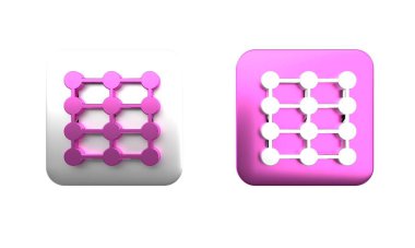 Beyaz arkaplanda renkli sinirsel ağ simgesi izole edildi. Yapay zeka yapay zekası. Kare düğmesi. 3 Boyutlu resimleme