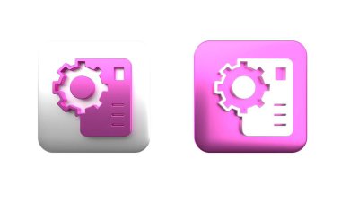 Beyaz arkaplanda renkli sinirsel ağ simgesi izole edildi. Yapay zeka yapay zekası. Kare düğmesi. 3 Boyutlu resimleme