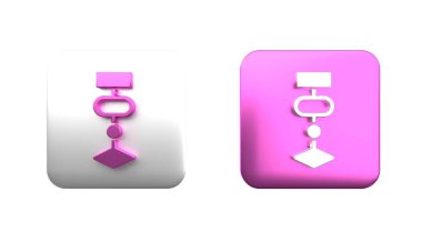 Beyaz arkaplanda izole edilmiş renkli Algoritma simgesi. Yapay Zeka koleksiyonundan algoritma sembolü tasarımı. Kare düğmesi. 3 Boyutlu resimleme