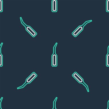Line Dental explorer scaler for teeth icon isolated seamless pattern on black background.  Vector