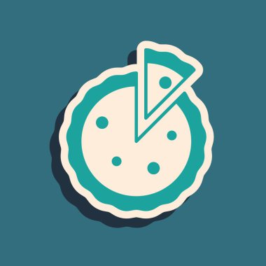 Yeşil arka planda izole edilmiş ev yapımı turta ikonu. Uzun gölge tarzı. Vektör