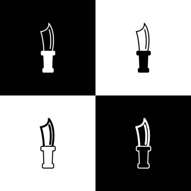 Siyah ve beyaz arkaplanda izole edilmiş dalış bıçağı simgesi ayarla. Vektör