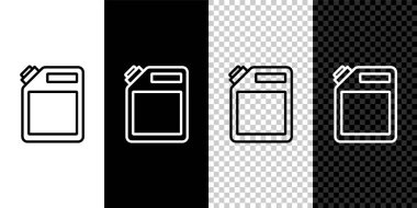 Siyah beyaz arka planda izole edilmiş benzin ikonu için hat kutusunu ayarlayın. Dizel gaz ikonu. Vektör.