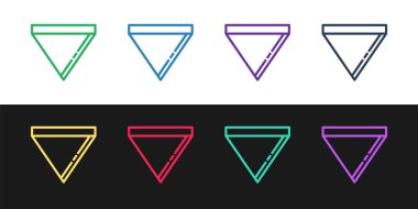 Set line Coffee paper filter icon isolated on black and white background.  Vector.