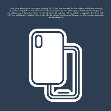 Mavi çizgi Akıllı Telefon, mavi arkaplanda izole edilmiş bir cep telefonu simgesi. Vektör