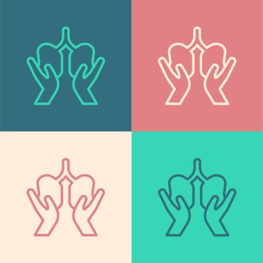 Pop Art Line Ciğerleri simgesi renk arkaplanında izole edildi. Vektör