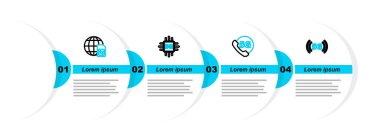 Satır 5G ağını, Telefonu, işlemciyi ve simgeyi ayarla. Vektör