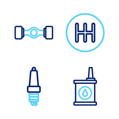 Motor yağı, araba bujisi, vites kolu ve Chassis araba simgesi için kablo ayarlayın. Vektör
