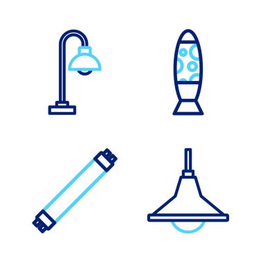 Chandelier, flüoresan lamba, zemin ve ikon. Vektör