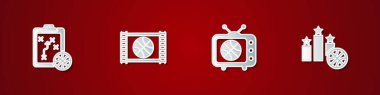 Set Planlama stratejisi, basketbol oyunu videosu, TV 'de maç ve spor ödüllü podyum ikonu. Vektör.