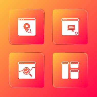 Şehir haritası bilgisini, yeni sohbet mesajları bildirimini, borsa ve Tarayıcı pencere simgesini içeren web sitesini ayarla. Vektör