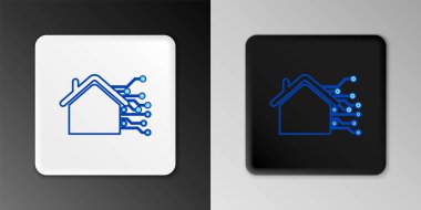 Line Smart ev simgesi gri arkaplanda izole edildi. Uzaktan kumanda. Renkli taslak konsepti. Vektör