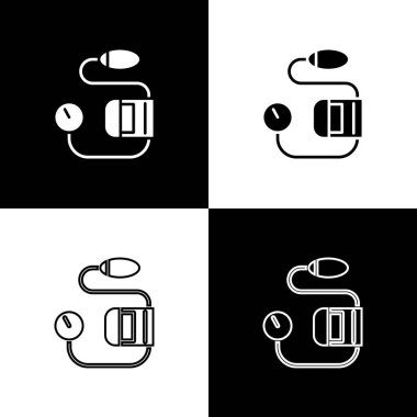 Tansiyon simgesini siyah beyaz arkaplanda izole et. Vektör İllüstrasyonu.