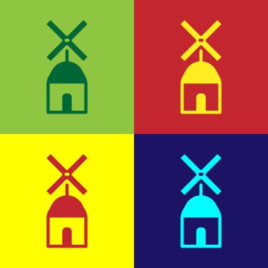 Pop Art Windmill simgesi renk arkaplanında izole edildi. Vektör.