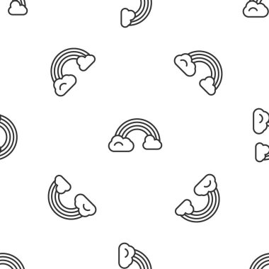 Bulut simgesi olan gri çizgi gökkuşağı beyaz arka planda izole edilmiş kusursuz desen. Vektör İllüstrasyonu.