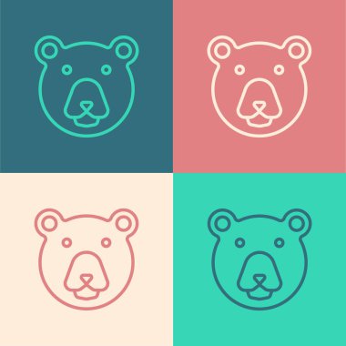 Pop Art Line Bear başlık simgesi renk arkaplanında izole edildi. Vektör