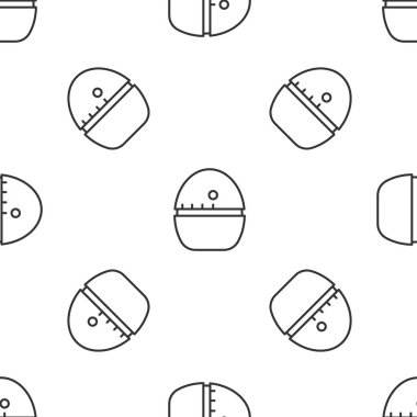 Gri çizgi mutfaktaki zamanlayıcı simgesi beyaz arkaplandaki kusursuz deseni izole etti. Yumurta zamanlayıcısı. Mutfak aletleri. Vektör