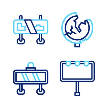 Işıklı, bariyerli, trafik işaretli ve simgeli bir çizgi çiz. Vektör