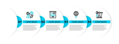 Ham petrol fiyatlarındaki düşüşü, dolar oranındaki düşüşü, pasta grafiği bilgisini ve küresel ekonomik kriz ikonunu belirleyin. Vektör
