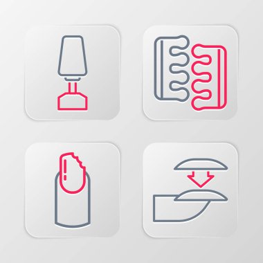 Pedikür ve Milling Cutter manikür ikonu için sahte tırnaklar, kırık ayak parmağı ayırıcısı. Vektör