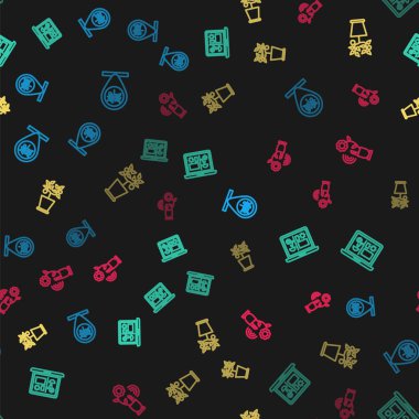 Hat konumu ve ağaç, akıllı tarım teknolojisi, saksı ekimi ve kusursuz şablon. Vektör.