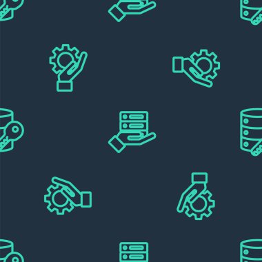 Satır Sunucusu, Data, Web Sunuculuğu, El ayarları donanımı ve güvenliği kusursuz şablona ayarlayın. Vektör.