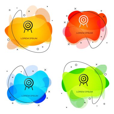 Siyah Hedef simgesi beyaz arkaplanda izole edildi. Dart tahtası işareti. Okçuluk tahtası simgesi. Dartboard işareti. İş hedefi kavramı. Sıvı şekilli soyut pankart. Vektör.