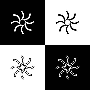 Kara delik simgesini siyah ve beyaz arkaplanda izole et. Uzay deliği. Collapsar. Vektör